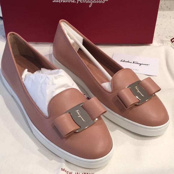 Salvatore Ferragamo Shoes - Salvatore Ferragamo Novello Loafers New Blush Calf Bow Size 9 C